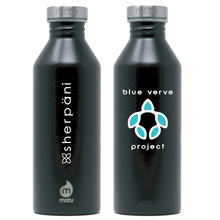 Load image into Gallery viewer, Stainless steel water bottle with logo in black colorway