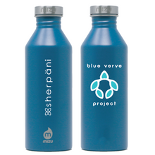 Load image into Gallery viewer, Stainless steel water bottle with logo in ocean blue colorway
