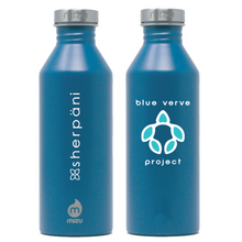 Load image into Gallery viewer, Stainless steel water bottle with logo in ocean blue colorway
